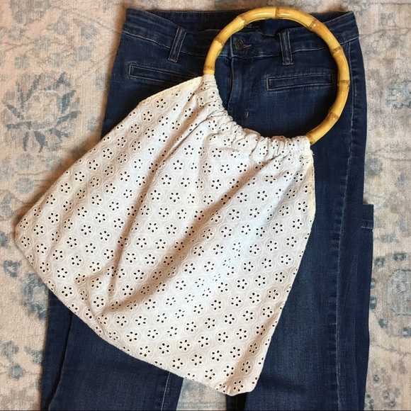 hand made Handbags - Adorable eyelet bag with bamboo handles